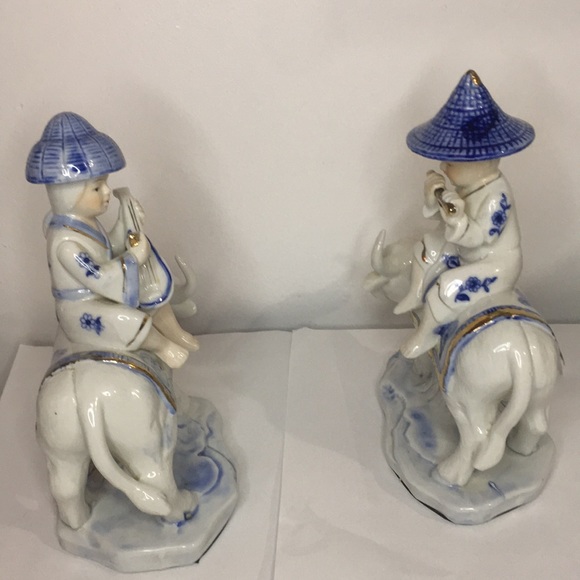 Vintage Made In Taiwan Asian Pair Ridding Water Buffalo - Picture 6 of 11